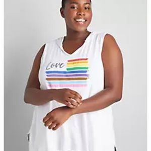 New! Lane Bryant Sleeveless hooded tank “love”.